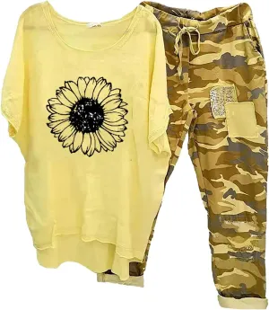 Womens Cotton Linen Lounge Sets Casual Tracksuit Short Sleeve Tops And Wide Leg Long Pants Matching Lounge Wear