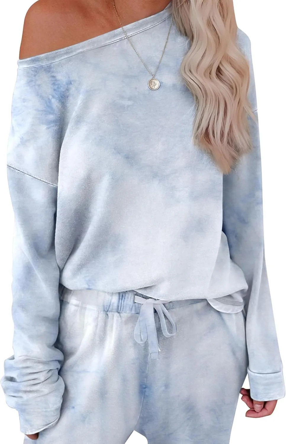 Women's Cozy 2 Piece Outfits Lounge Sets Long Sleeve Tie Dye Tops Jogger Sweatpants Sweats Track Suits Loungewear Sets