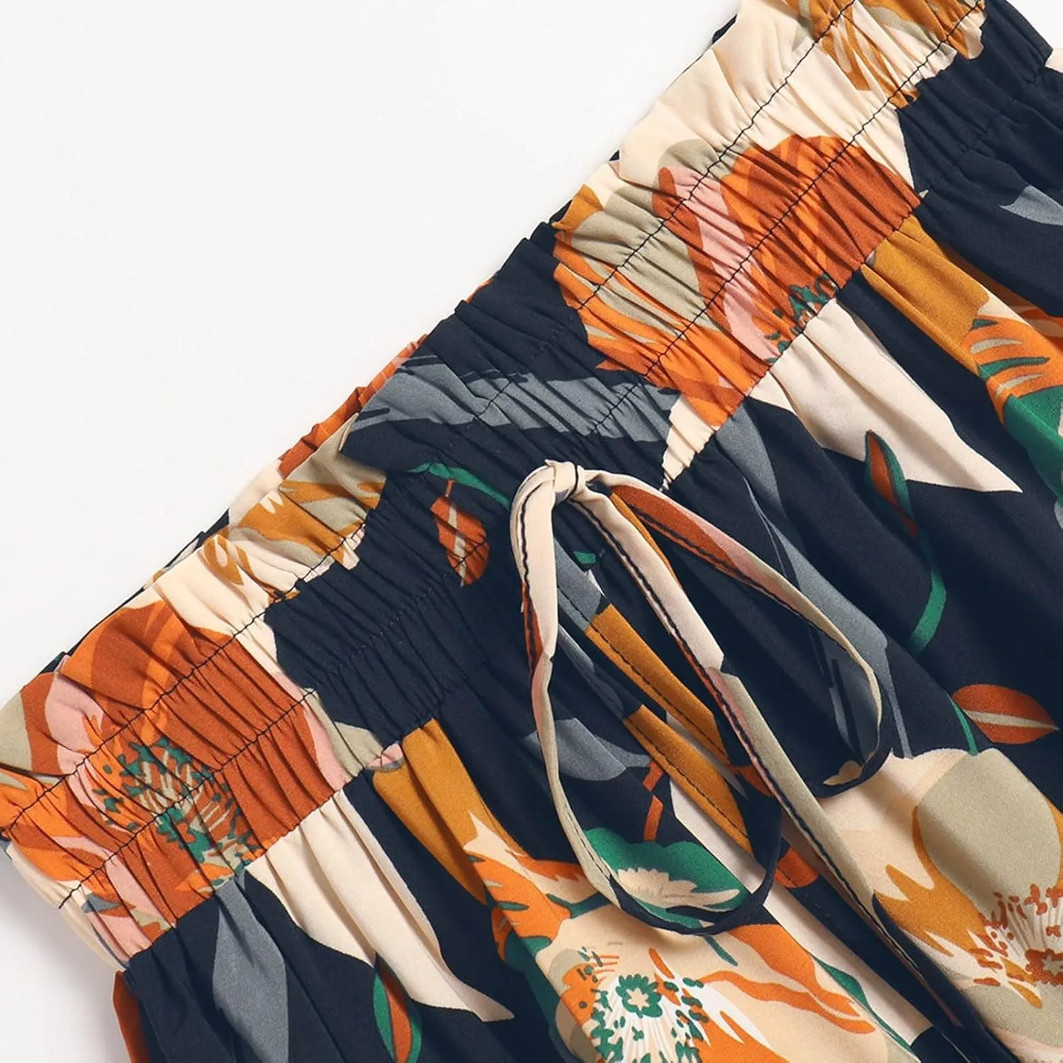 Women's Floral Print Midi Maxi Skirts 2025 Summer Casual Aline Elastic High Waist Pleated Flowy Long Skirt