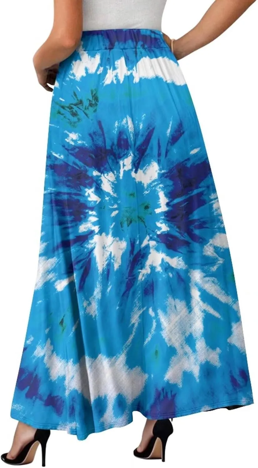 Women's Long High Waist A Line Skirt with Pockets for Women Trendy Hem Women's Long High Waist