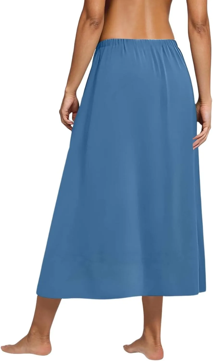 Women's Midi Boho Floral Skirts Trendy A Line Skirt High Elastic Waist Comfy Flowy Skorts with Pockets
