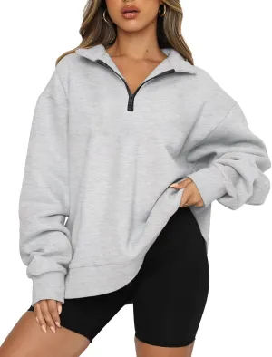 Womens Oversized Christmas Sweatshirt Half Zip Pullover Long Sleeve Quarter Zip Tops Teen Girls Fall Fashion 2024 Y2K Clothes