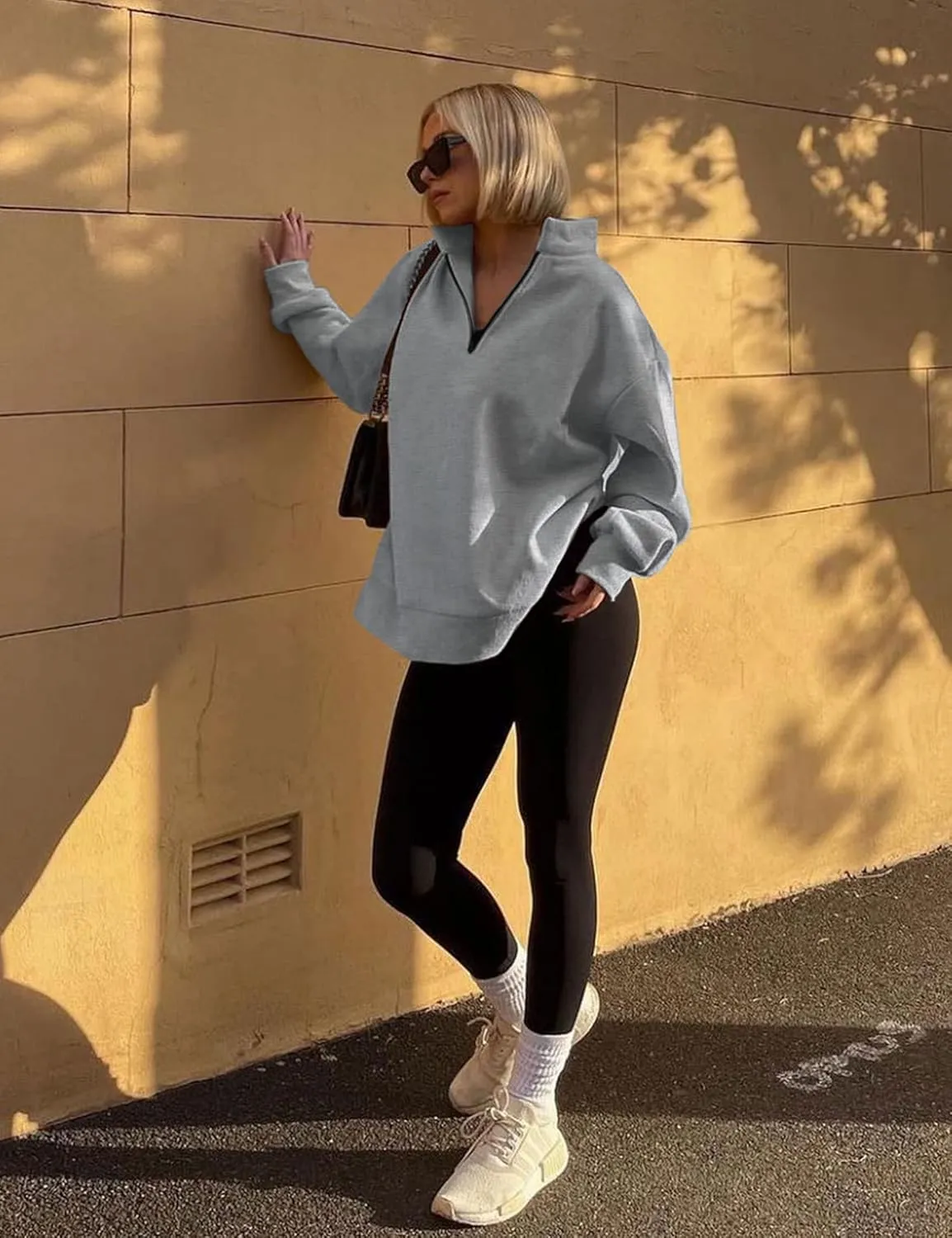 Womens Oversized Christmas Sweatshirt Half Zip Pullover Long Sleeve Quarter Zip Tops Teen Girls Fall Fashion 2024 Y2K Clothes