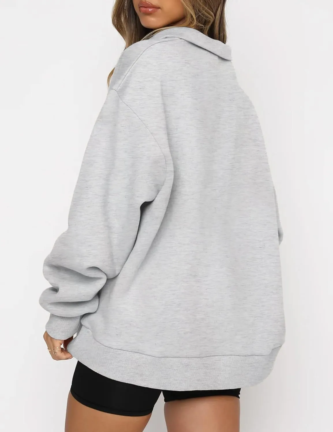 Womens Oversized Christmas Sweatshirt Half Zip Pullover Long Sleeve Quarter Zip Tops Teen Girls Fall Fashion 2024 Y2K Clothes