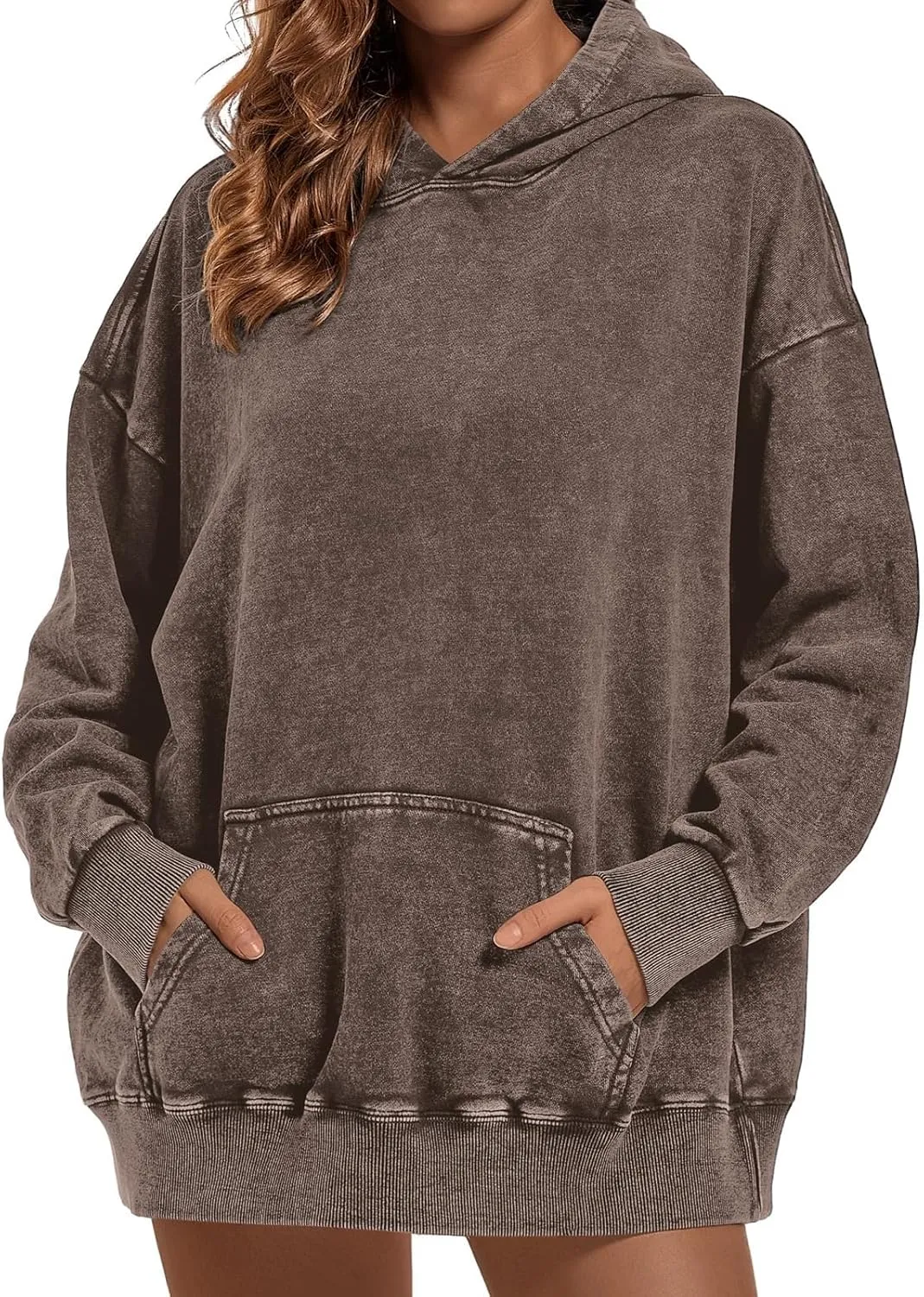 Women's Oversized Vintage Hooded Sweatshirts Acid Wash Loose Fit Baggy Trendy Casual Pullover Hoodies 2024