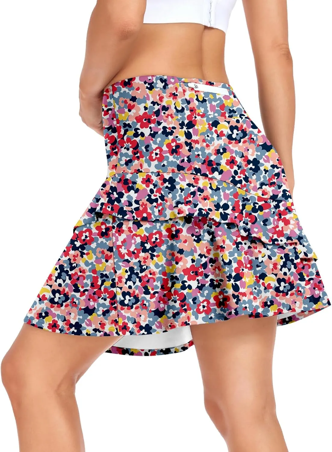 WOWENY Womens 20'' Knee Length Tennis Skirts Athletic Long Golf Skorts Skirts with Inner Shorts Pockets