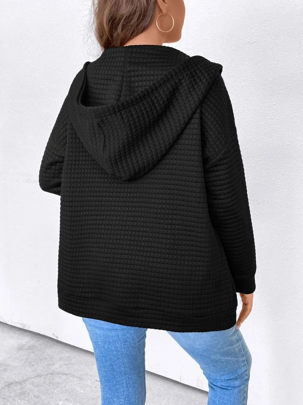 YOXUA Women's Plus Size Casual Hoodies Sweatshirt,Long Sleeve Camouflage Patchwork Full Zipper Drawstring Top with Pocket