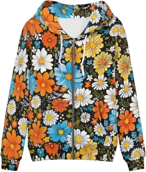 Ystardream Women's Zip Up Drawstring Drop Shoulder Casual Long Sleeve Sweatshirt
