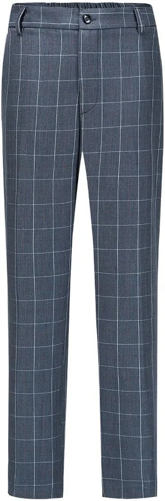 YYNUDA Women's Business Plaid Suit Set Lady 2 Piece 1 Button Office Blazer Jacket and Pants for Work