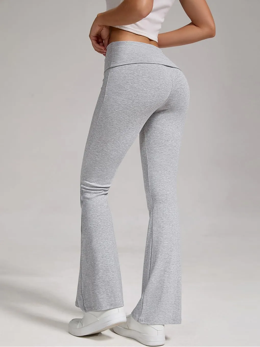 ZFLM Casual Workout Two Piece Outfits for Women Zip Up Hoodies High Waist Foldover Flare Pants Tracksuit Sets Streetwear