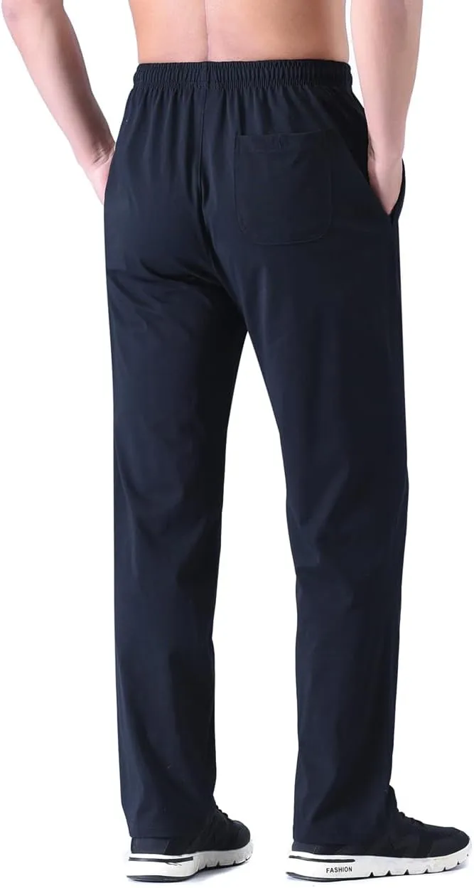 Zoulee Men's Front Zip Open-Bottom Sports Pants Sweatpants Trousers