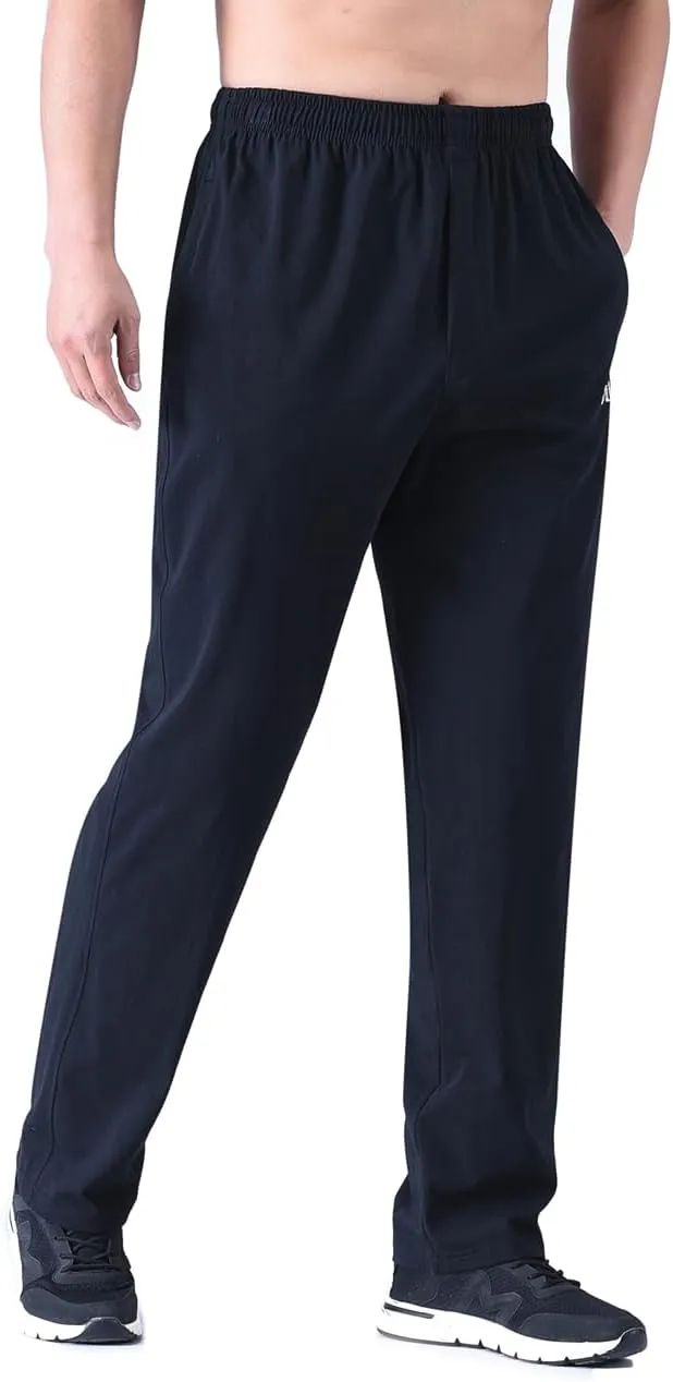 Zoulee Men's Front Zip Open-Bottom Sports Pants Sweatpants Trousers