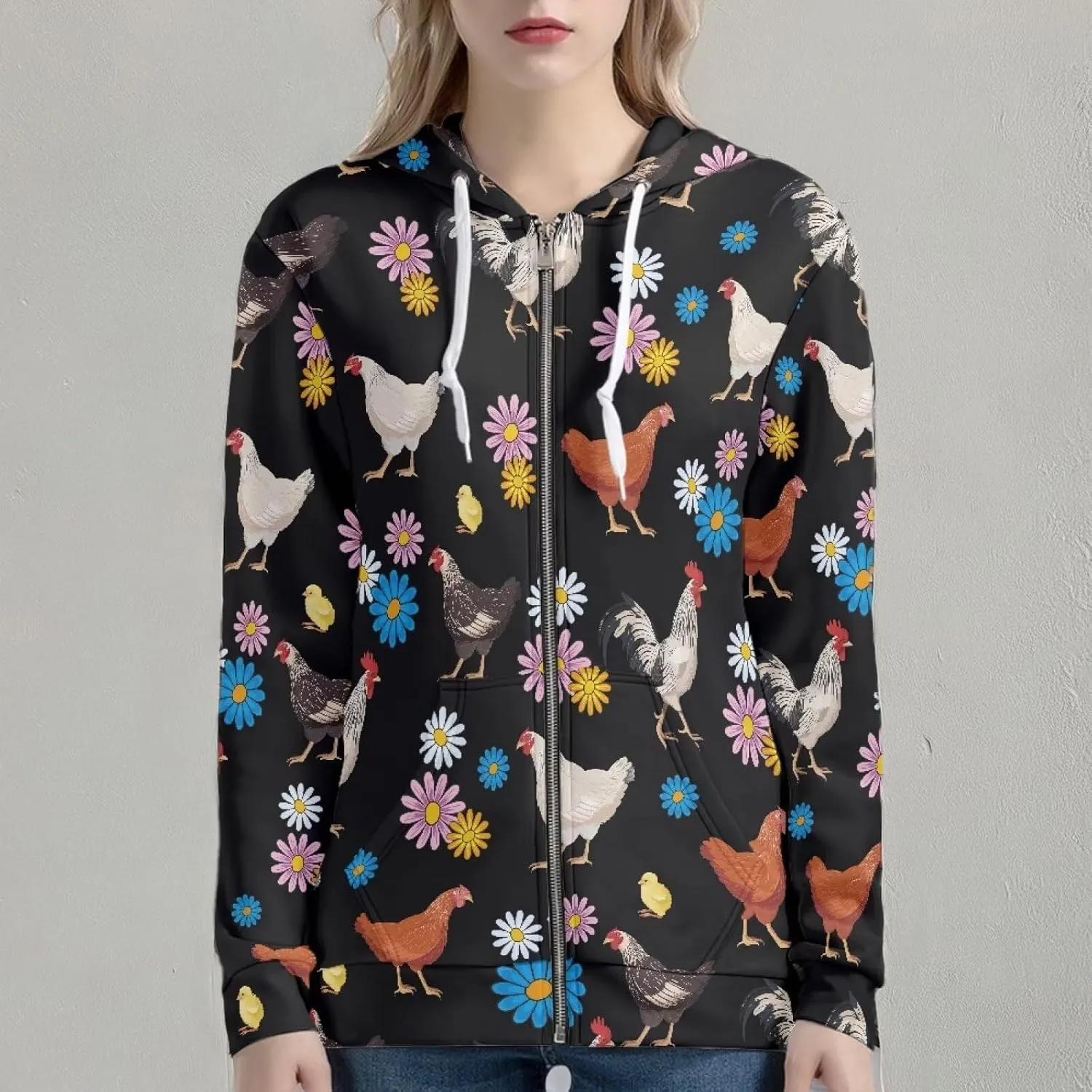 ZOUTAIRONG Trendy Zip Up Jacket Hoodies for Teen Girls Fall Clothes XS-5XL Activewear Fashion Tops Y2K Clothing
